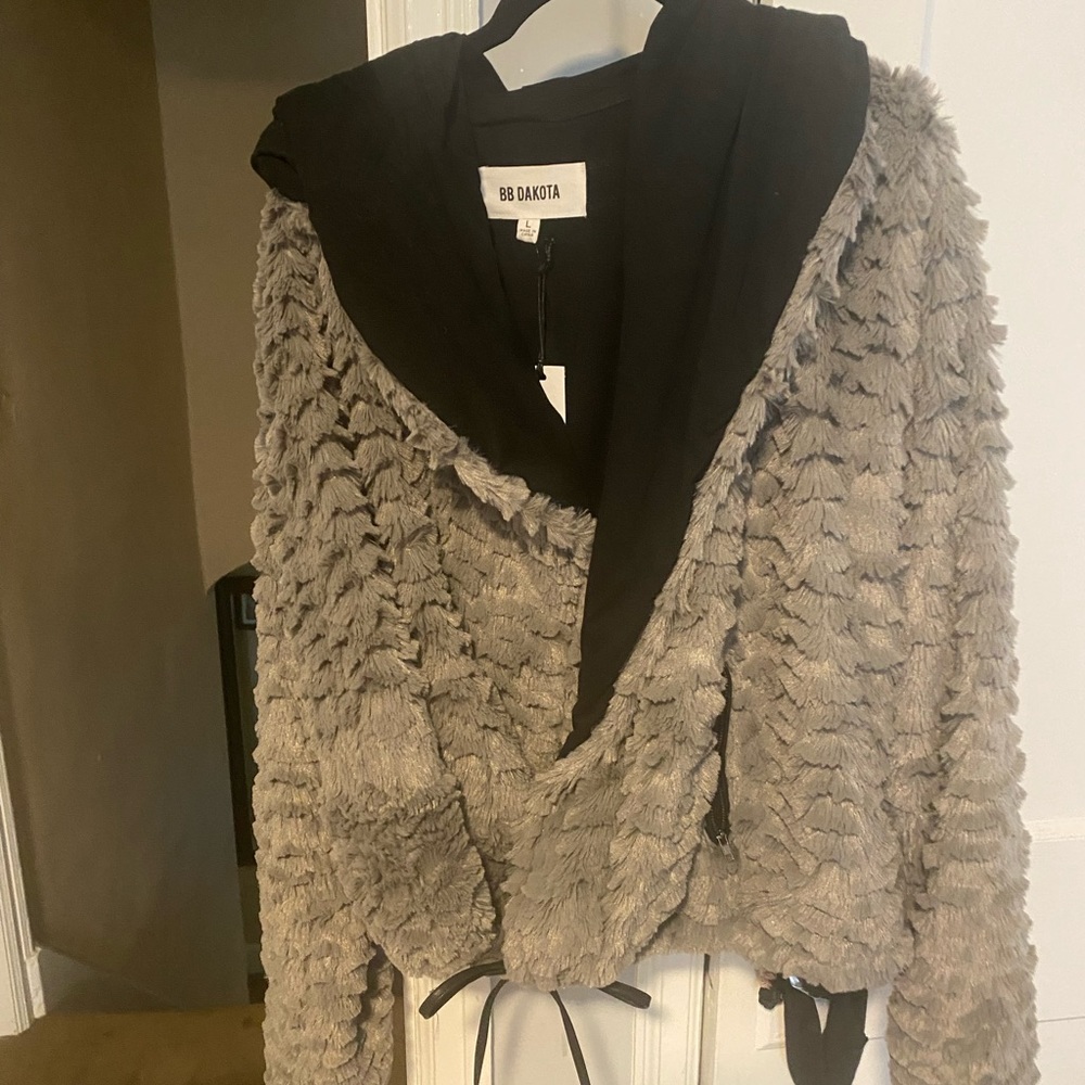 Faux fur wrap jacket